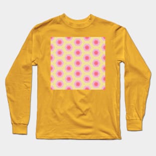 Trippy vintage sixties yellow and pink flower pattern Long Sleeve T-Shirt